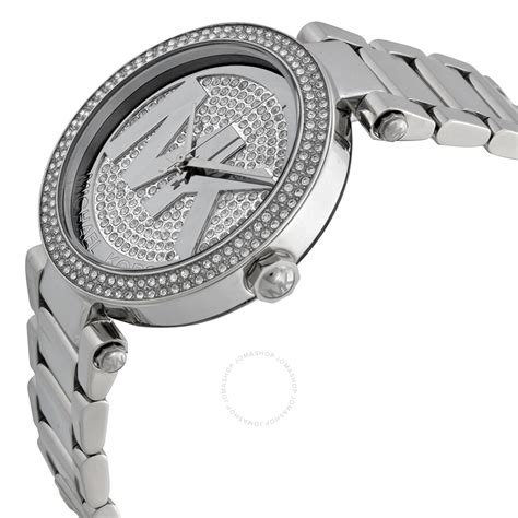 michael kors parker pave silver watch|Michael Kors Parker Women's Watch, Stainless Steel .